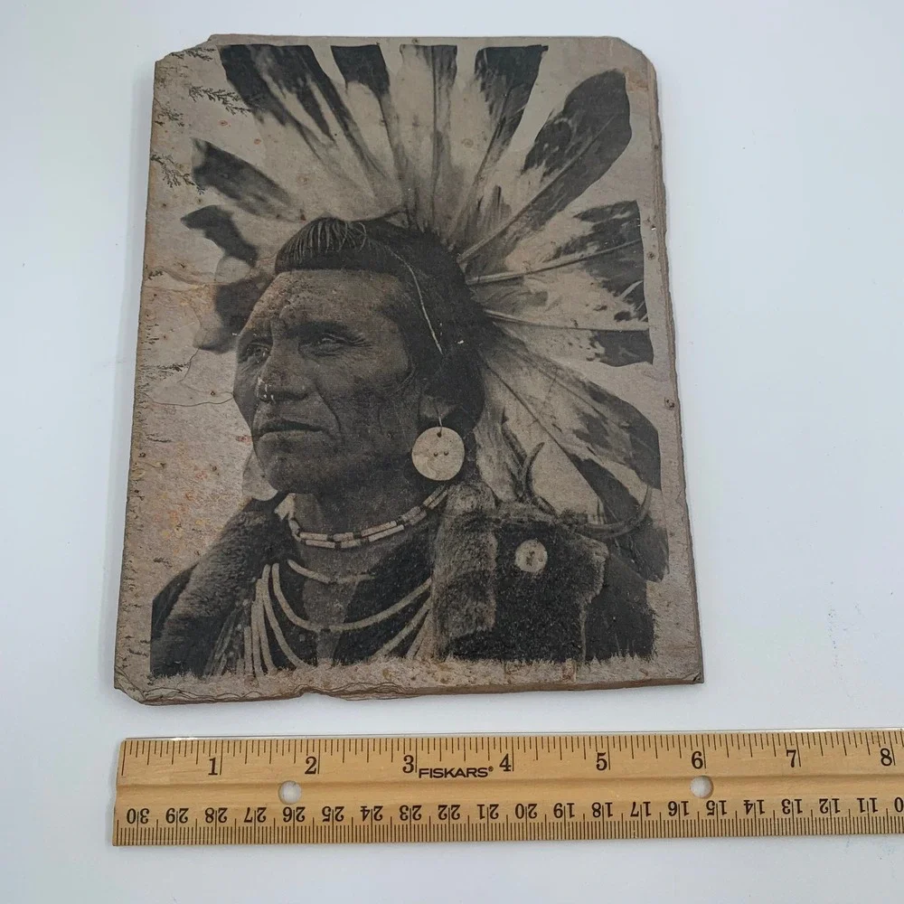 Sierra Slate Images Chief Eagle Salish Indian Edward Boos Montana Art Plaque 6x8